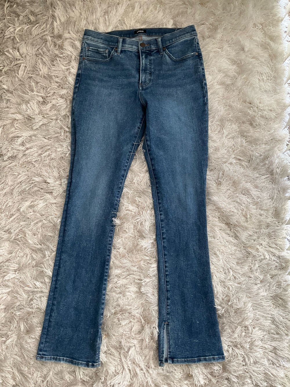 Express Women's Medium Blue Skyscraper Flare Jeans